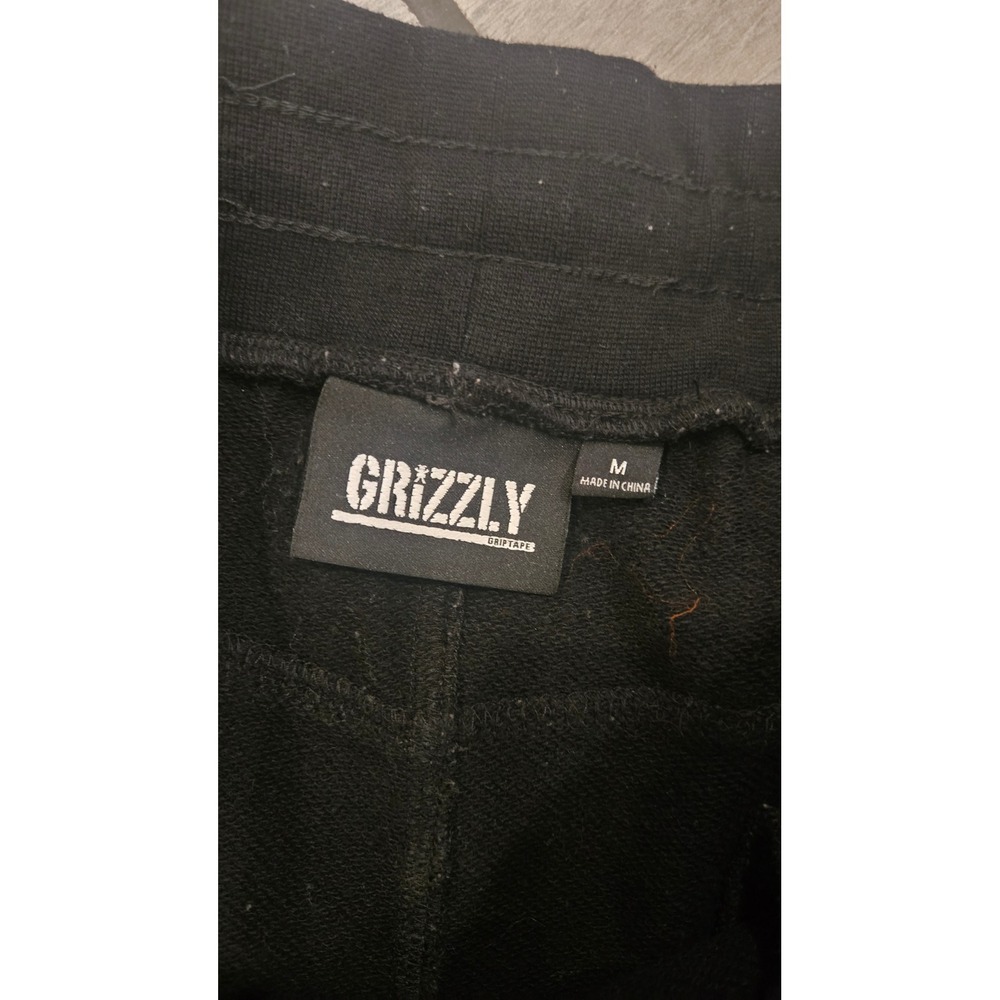 Grizzly Griptape Mens Fleece Shorts Black Grey Zipper Pockets Size Medium - Picture 3 of 5